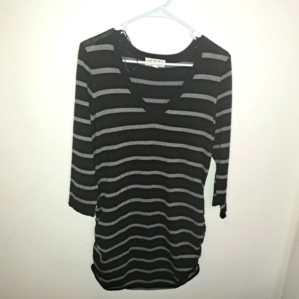 Pink Rose Stretchy Striped Tunic Sweater